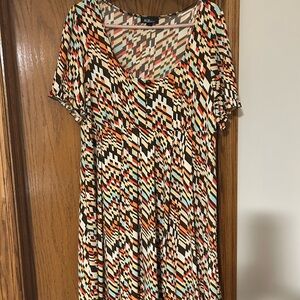 AGB Colorful Geometric Print Babydoll Dress